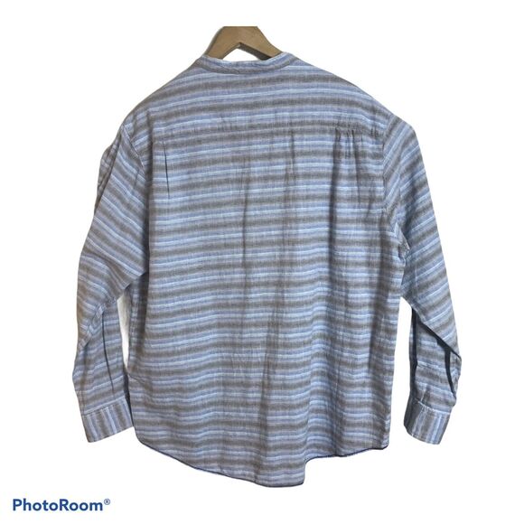 CARIBBEAN Mens Big 2XB Banded Collar Long Sleeve Linen Blend Shirt Tropical $89 - Picture 5 of 6